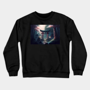 Japanese Torii Gate in Sakura Forest Crewneck Sweatshirt